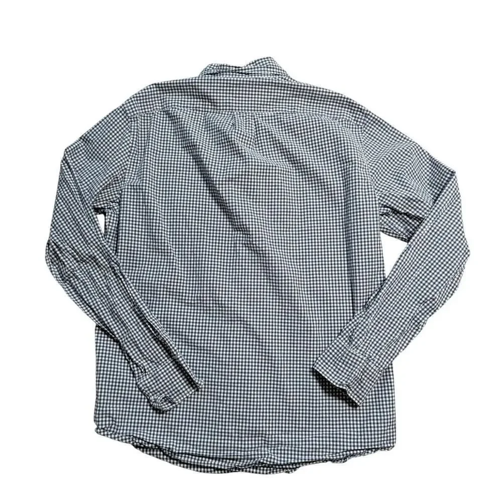J. Crew Slim button up shirt, men's L, blue/white check pattern; Cotton Stretch